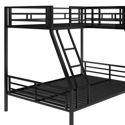 Twin Over Full Metal Bunk Bed With Twin Size Loft Bed And Desk, Black - ModernLuxe 9 Twin Over Full Metal Bunk Bed With Twin Size Loft Bed And Desk, Black - ModernLuxe - Image 9