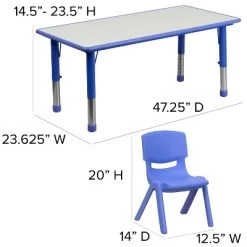 Flash Furniture 23.625"W X 47.25"L Rectangular Plastic Height Adjustable Activity Table Set With 6 Chairs -Professional Childrens Furniture Store GUEST 68c5d6f3 0e36 4119 b9ad e2a9ebcad48c