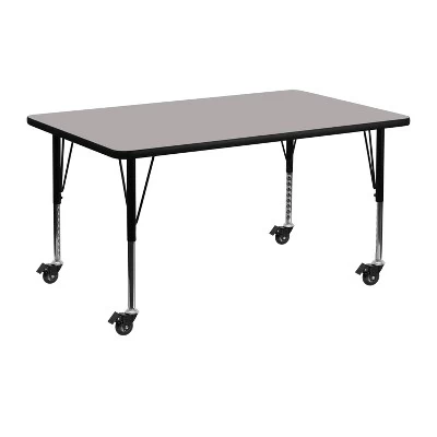 Flash Furniture Mobile 24''W X 48''L Rectangular HP Laminate Activity Table - Height Adjustable Short Legs 2 Flash Furniture Mobile 24''W X 48''L Rectangular HP Laminate Activity Table - Height Adjustable Short Legs - Image 2