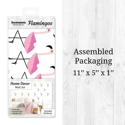 Flamingos Wall Decor - Decalcomania 1 Flamingos Wall Decor - Decalcomania