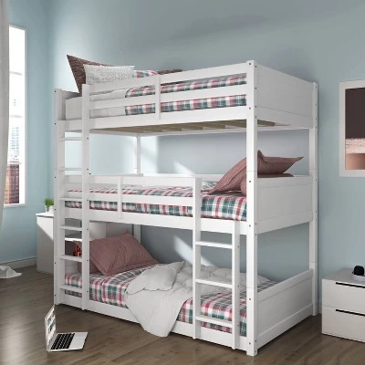 Twin Capri Wood Triple Bunk Bed White - Hillsdale Furniture 2 Twin Capri Wood Triple Bunk Bed White - Hillsdale Furniture - Image 2