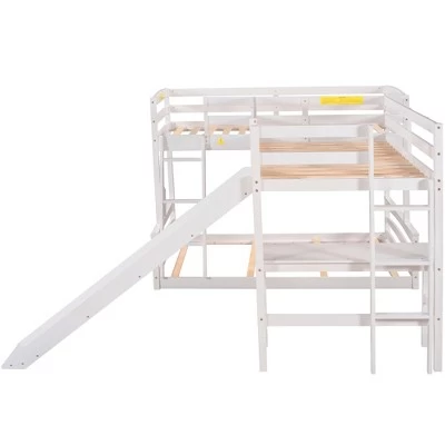 Twin Over Full Bunk Bed With Twin Size Loft Bed With Desk, Slide And Full Length Rail - ModernLuxe 7 Twin Over Full Bunk Bed With Twin Size Loft Bed With Desk, Slide And Full Length Rail - ModernLuxe - Image 7
