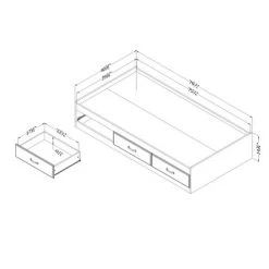 Ulysses Mates Bed With 3 Drawers Winter Oak - South Shore -Professional Childrens Furniture Store GUEST 6f0856d8 b0dc 4641 abb2 701200569e2d