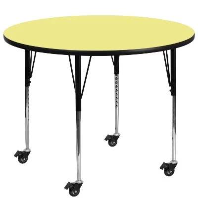 Flash Furniture Mobile 48'' Round Thermal Laminate Activity Table - Standard Height Adjustable Legs 2 Flash Furniture Mobile 48'' Round Thermal Laminate Activity Table - Standard Height Adjustable Legs - Image 2