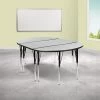 Flash Furniture 3 Piece 76" Oval Wave Flexible Grey Thermal Laminate Activity Table Set - Standard Height Adjustable Legs