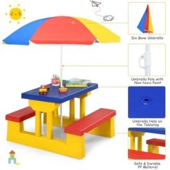 Costway Kids Picnic Table Set W/Removable Umbrella Indoor Outdoor Garden Patio -Professional Childrens Furniture Store GUEST 717828dc 67e8 4558 8b83 36122303d1fe