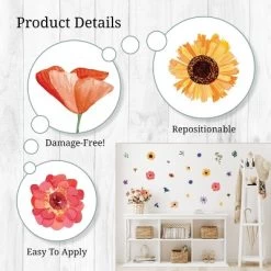 Watercolor Wildflowers Wall Decor - Decalcomania -Professional Childrens Furniture Store GUEST 7190a0a9 df23 4cd2 8180 1b6eb43a75cf