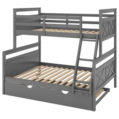 Twin Over Full Bunk Bed With Twin Size Trundle Bed, Ladder And Guardrail-ModernLuxe 10 Twin Over Full Bunk Bed With Twin Size Trundle Bed, Ladder And Guardrail-ModernLuxe - Image 10