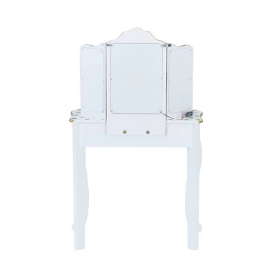Fashion Polka Dot Gisele Play Vanity Set With Led Mirror White/Gold - Teamson Kids 4 Fashion Polka Dot Gisele Play Vanity Set With Led Mirror White/Gold - Teamson Kids - Image 4