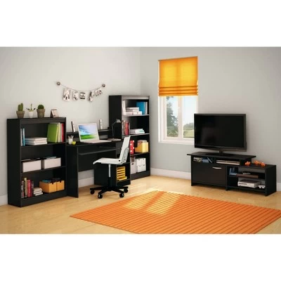 Axess Desk With Keyboard Tray Pure Black - South Shore 2 Axess Desk With Keyboard Tray Pure Black - South Shore - Image 2