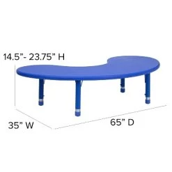 Emma And Oliver 35"W X 65"L Half-Moon Plastic Height Adjustable Activity Table -Professional Childrens Furniture Store GUEST 7700d699 06c4 496c 99ed 5e2d2593c7e7
