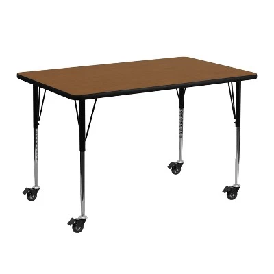 Flash Furniture Mobile 24''W X 48''L Rectangular HP Laminate Activity Table - Standard Height Adjustable Legs 5 Flash Furniture Mobile 24''W X 48''L Rectangular HP Laminate Activity Table - Standard Height Adjustable Legs - Image 5