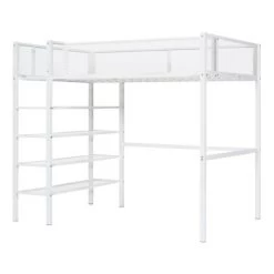 Metal Twin Size Loft Bed With 4 Shelves And Storage - ModernLuxe -Professional Childrens Furniture Store GUEST 77831069 62bb 4be5 9c3e fc38f1585d85