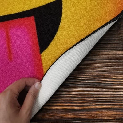Deerlux Emoji Style Round Funny Smiley Face Kids Area Rug, Grinning Emoji Rug 4 Deerlux Emoji Style Round Funny Smiley Face Kids Area Rug, Grinning Emoji Rug - Image 4