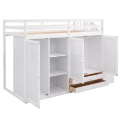 Functional Twin Loft Bed With 3 Shelves, 2 Wardrobes, 2 Drawers And Ladder With Storage-ModernLuxe -Professional Childrens Furniture Store GUEST 791f6f0c 8d94 4c6e 8fd9 fdbb7020b90a