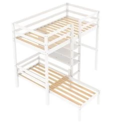 Convertible Loft Bed With L Shaped Desk, Shelf And Ladder, White - ModernLuxe -Professional Childrens Furniture Store GUEST 7998e640 d71c 4e8e a758 8b3776bcef98