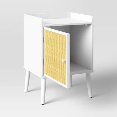 Rattan And Wood Bedside Kids' Table White - Pillowfort™ 2 Rattan And Wood Bedside Kids' Table White - Pillowfort™ - Image 2