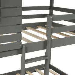 Twin Over Twin Wood Bunk Bed With Roof, Window, Guardrail, Ladder Gray-ModernLuxe -Professional Childrens Furniture Store GUEST 7a22bceb 416d 4a5b 898e c1877ed1bc2c