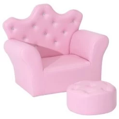 Qaba Kids Sofa Set, Children's Upholstered Sofa With Footstool, Princess Sofa With Diamond Decoration, Baby Sofa Chair For Toddlers, Girls, Pink -Professional Childrens Furniture Store GUEST 7c0b2df0 c374 4fdc a743 22b5dce8982a