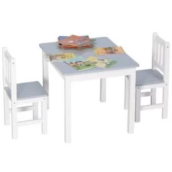 Qaba Kids Table And Chair Set For Arts, Meals, Lightweight Wooden Homework Activity Center, Toddlers Age 3+, Gray -Professional Childrens Furniture Store GUEST 7c74a271 cb7f 457a 8bcc 9ea51bda1c5b