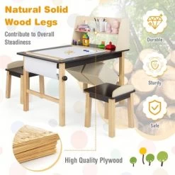 Costway Kids Art Table & Chairs Set Wooden Drawing Desk With Paper Roll Storage Shelf Bins -Professional Childrens Furniture Store GUEST 7c951044 ed56 4cd8 8798 beab90c68923