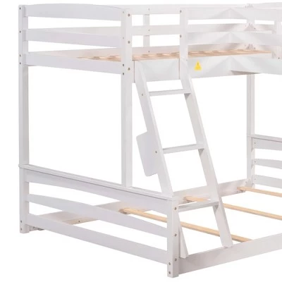 Twin Over Full Bunk Bed With Twin Size Loft Bed With Desk, Slide And Full Length Rail - ModernLuxe 8 Twin Over Full Bunk Bed With Twin Size Loft Bed With Desk, Slide And Full Length Rail - ModernLuxe - Image 8