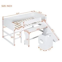 Low Study Loft Bed With Rolling Portable Desk And Chair - ModernLuxe -Professional Childrens Furniture Store GUEST 7e33b645 4674 4552 85ce 0a041d3c50fd