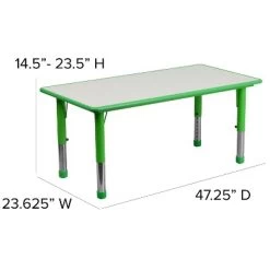 Flash Furniture 23.625"W X 47.25"L Rectangular Plastic Height Adjustable Activity Table Set With 4 Chairs -Professional Childrens Furniture Store GUEST 7f03cee7 01ce 4635 869e 76391fc11395