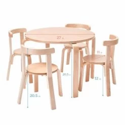 ECR4Kids Bentwood Table And Curved Back Chair Set, Kids Wood Furniture