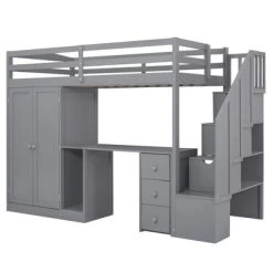 Twin Size Loft Bed With Wardrobe, Staircase, Desk And Storage Drawers - ModernLuxe -Professional Childrens Furniture Store GUEST 83665489 257c 418f a624 85300fe08948
