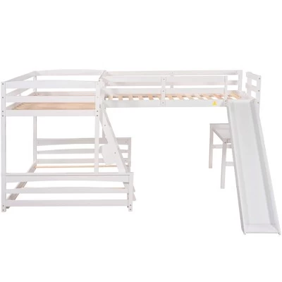 Twin Over Full Bunk Bed With Twin Size Loft Bed With Desk, Slide And Full Length Rail - ModernLuxe 5 Twin Over Full Bunk Bed With Twin Size Loft Bed With Desk, Slide And Full Length Rail - ModernLuxe - Image 5