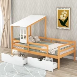 Twin Size House Low Loft Bed With Two Storage Drawers - ModernLuxe -Professional Childrens Furniture Store GUEST 8471c761 1ec9 4e60 9aeb 48ec85dd58c3