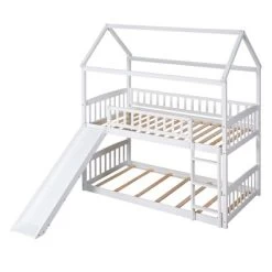 House Shape Twin Over Twin Bunk Bed With Slide - ModernLuxe -Professional Childrens Furniture Store GUEST 84df9212 96b8 483f 96d9 d1f0ad684b07