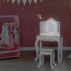 Fashion Polka Dot Gisele Play Vanity Set With Led Mirror White/Gold - Teamson Kids 27 Fashion Polka Dot Gisele Play Vanity Set With Led Mirror White/Gold - Teamson Kids -Professional Childrens Furniture Store GUEST 85e7e27c 5fdc 408c 95a8 c8852e0daf48