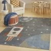 Nourison Kids Washable Space Rocketship Indoor Rug