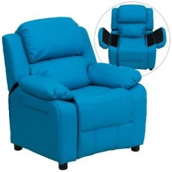 Emma And Oliver Deluxe Padded Contemporary Kids Recliner With Storage Arms -Professional Childrens Furniture Store GUEST 899450a0 a0ff 4591 ac7e bc7740ad888b