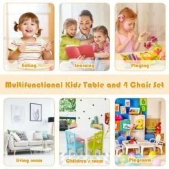 Costway 5 Piece Kids Wood Table Chair Set Activity Toddler Playroom Furniture Colorful -Professional Childrens Furniture Store GUEST 89ed641f e1ee 4e9e 9d52 cc64c707badb