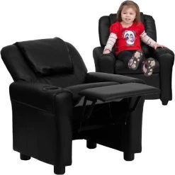 Emma And Oliver Contemporary Kids Recliner With Cup Holder And Headrest -Professional Childrens Furniture Store GUEST 8a681007 fe88 4343 9a9c 249dea0c22e7
