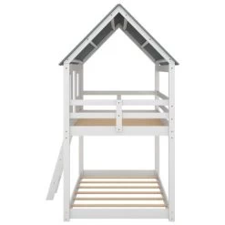 Twin Over Twin Low Bunk Beds With House Shaped Roof And Guardrail, White-ModernLuxe 18 Twin Over Twin Low Bunk Beds With House Shaped Roof And Guardrail, White-ModernLuxe -Professional Childrens Furniture Store GUEST 8ac090cb f973 4afe 87c3 45e90b6c624c