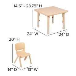 Emma And Oliver 24" Square Plastic Height Adjustable Activity Table Set With 2 Chairs -Professional Childrens Furniture Store GUEST 8ed71b5b ffc0 4cd2 83c8 4463f30ce647