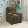 Emma And Oliver Deluxe Padded Contemporary Kids Recliner With Storage Arms