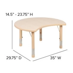 Emma And Oliver 25.125"W X 35.5"L Crescent Natural Plastic Adjustable Activity Table-Seats 4 -Professional Childrens Furniture Store GUEST 908ddeeb 98e1 4d97 a4a3 0241e1b63ec4 1