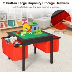 Costway 2-in-1 Kids Activity Table & 2 Chairs Set W/Storage Building Block Table -Professional Childrens Furniture Store GUEST 9205c328 c67a 4b87 9a60 6a947f9694ae