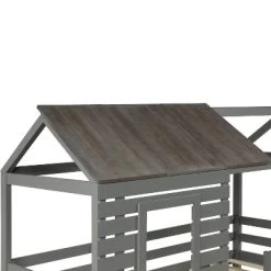 Twin Over Twin Wood Bunk Bed With Roof, Window, Guardrail, Ladder Gray-ModernLuxe -Professional Childrens Furniture Store GUEST 9255791d 4862 469b a5e3 68bd1cfb34b7