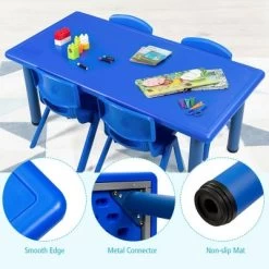Costway Kids Plastic Rectangular Learn And Play Table Playroom Kindergarten Home Blue -Professional Childrens Furniture Store GUEST 92809054 0dfa 4700 9d91 b51073a693ea