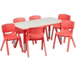 Flash Furniture 23.625"W X 47.25"L Rectangular Plastic Height Adjustable Activity Table Set With 6 Chairs -Professional Childrens Furniture Store GUEST 92fa9ab8 7714 443f ad9a 86cda7375bca