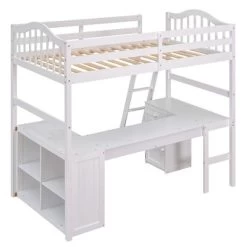 Twin Size Wooden Loft Bed With Drawers, Cabinet, Shelves And Desk-ModernLuxe -Professional Childrens Furniture Store GUEST 93703765 6ab6 4c3e a229 41a01f292e01