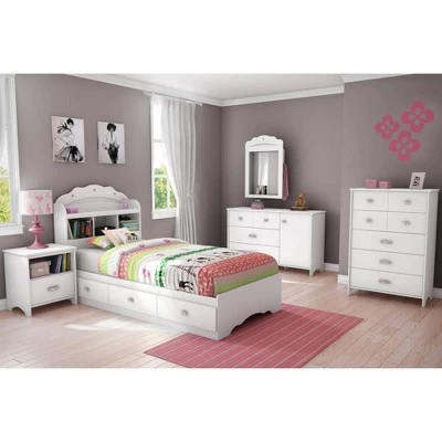 Twin Tiara Mates Bed With 3 Drawers Pure White - South Shore 1 Twin Tiara Mates Bed With 3 Drawers Pure White - South Shore