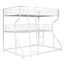 Full XL Over Twin XL Over Queen Size Metal Triple Bunk Bed With Ladder-ModernLuxe -Professional Childrens Furniture Store GUEST 958ce825 7725 4a32 927c f8fe7df7d147