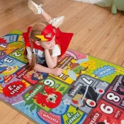 KC CUBS | DC Super Hero Girls Kids Hopscotch Number Counting Educational Learning & Game Play Nursery Bedroom Classroom Rug Carpet, 2' 7" X 6' 0" -Professional Childrens Furniture Store GUEST 9663d0dc bcec 4d50 b198 fc68fcb72c90